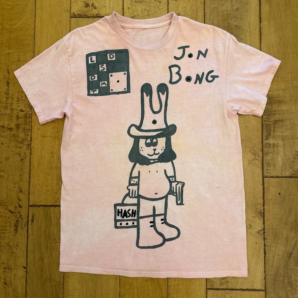 Pink Graphic T-Shirt with Cartoon Print from Japan Surf Legend